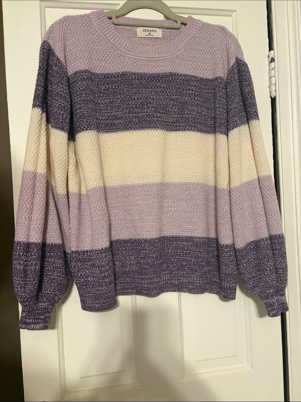 Zenana Lavender Striped Sweater